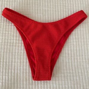 Pacsun red scrunch high leg bikini bottom! Size small.